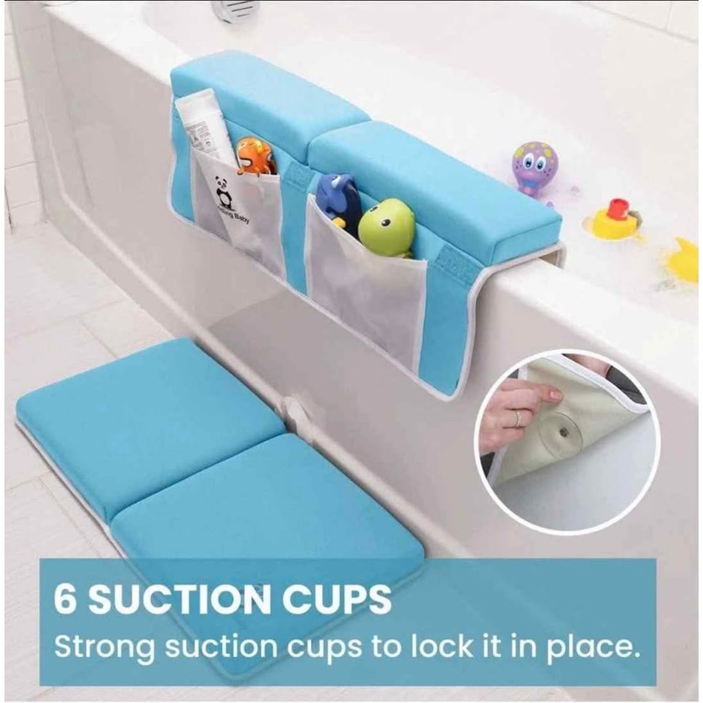 (Blue) Bath Kneeler and Elbow Rest Pad Set - 2PC Premium Baby Bath Mat Set