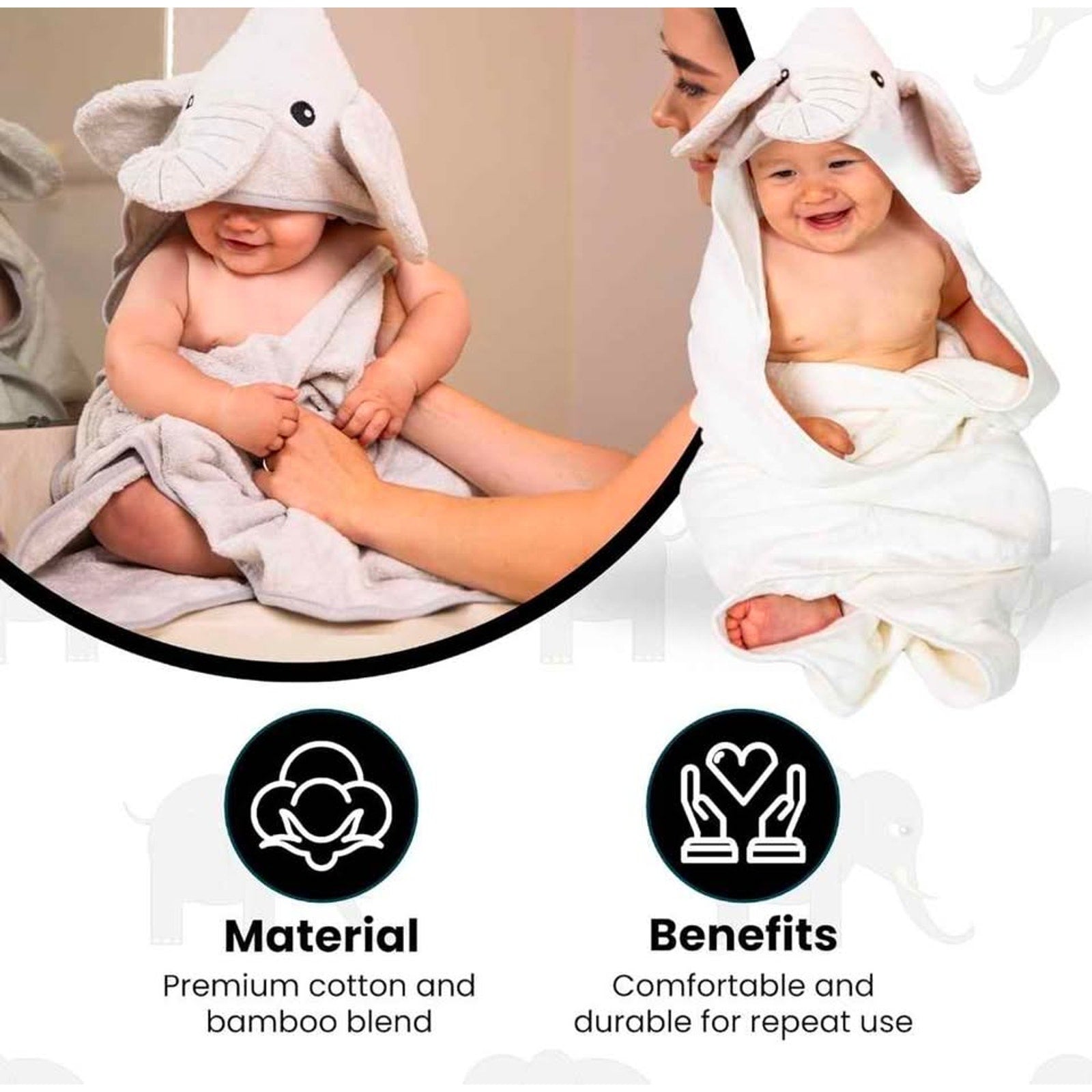 Premium Hooded Towel - 500GSM Viscose derived from Bamboo Cotton Baby Towels - Ultra Soft & Absorben