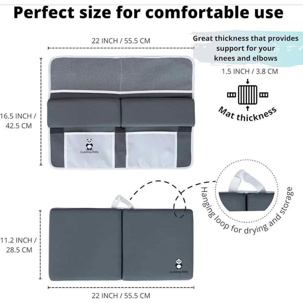 (Blue) Bath Kneeler and Elbow Rest Pad Set - 2PC Premium Baby Bath Mat Set