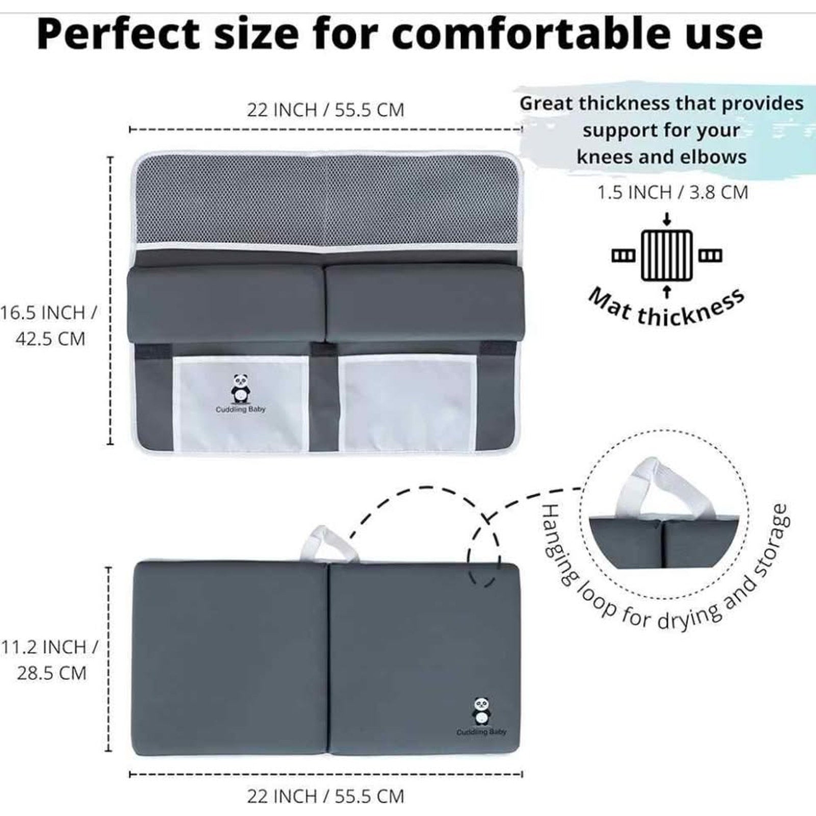 (Blue) Bath Kneeler and Elbow Rest Pad Set - 2PC Premium Baby Bath Mat Set