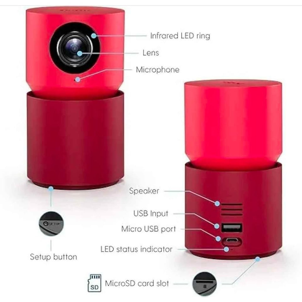 Hoop Wireless HD Indoor Security Camera with 10-Second Automatic Clip Storage, Smartphone App, Night