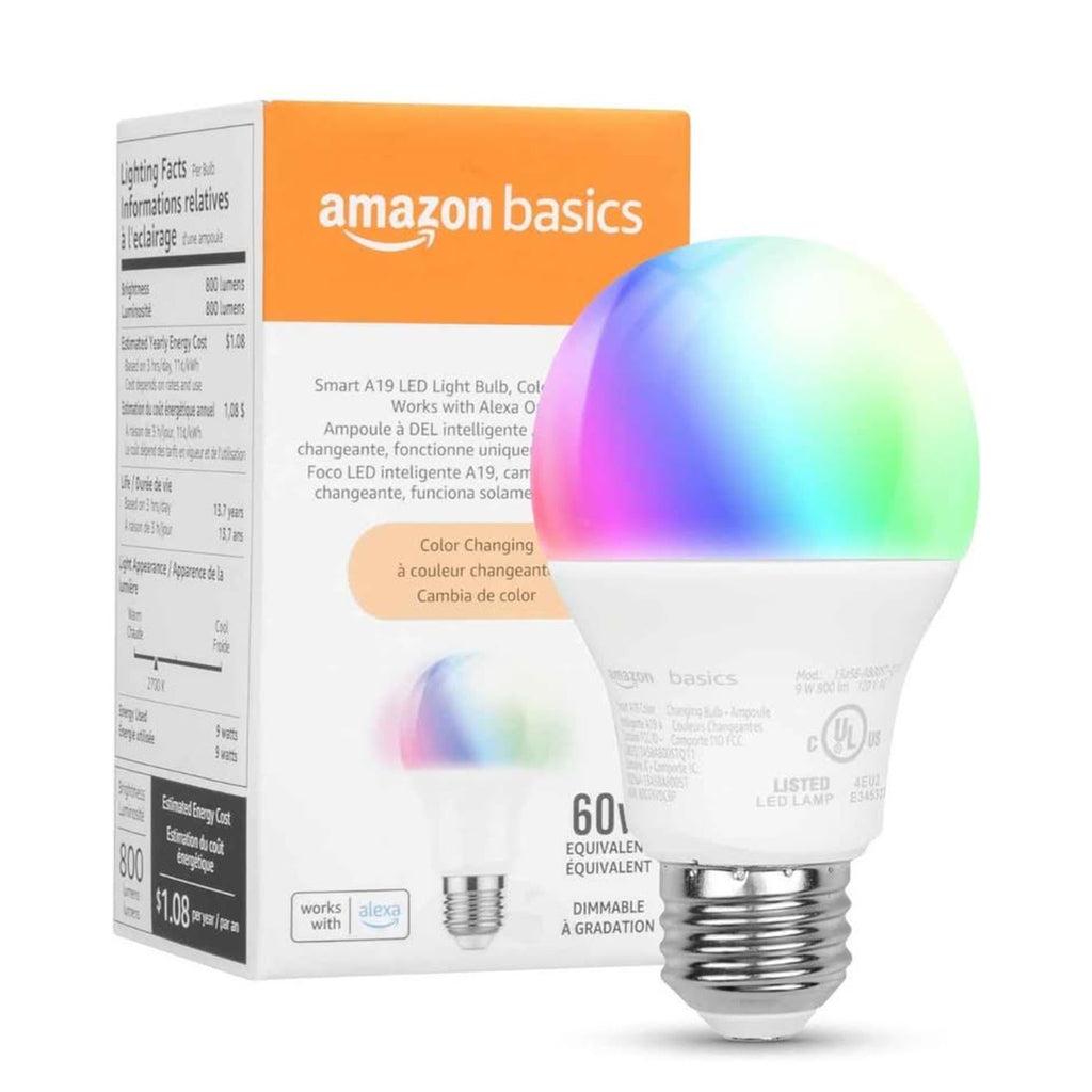 Amazon Basics Smart Light Bulbs WiFi LED RGB A19 60W E26 Dimmable 1 Amazon Blub
