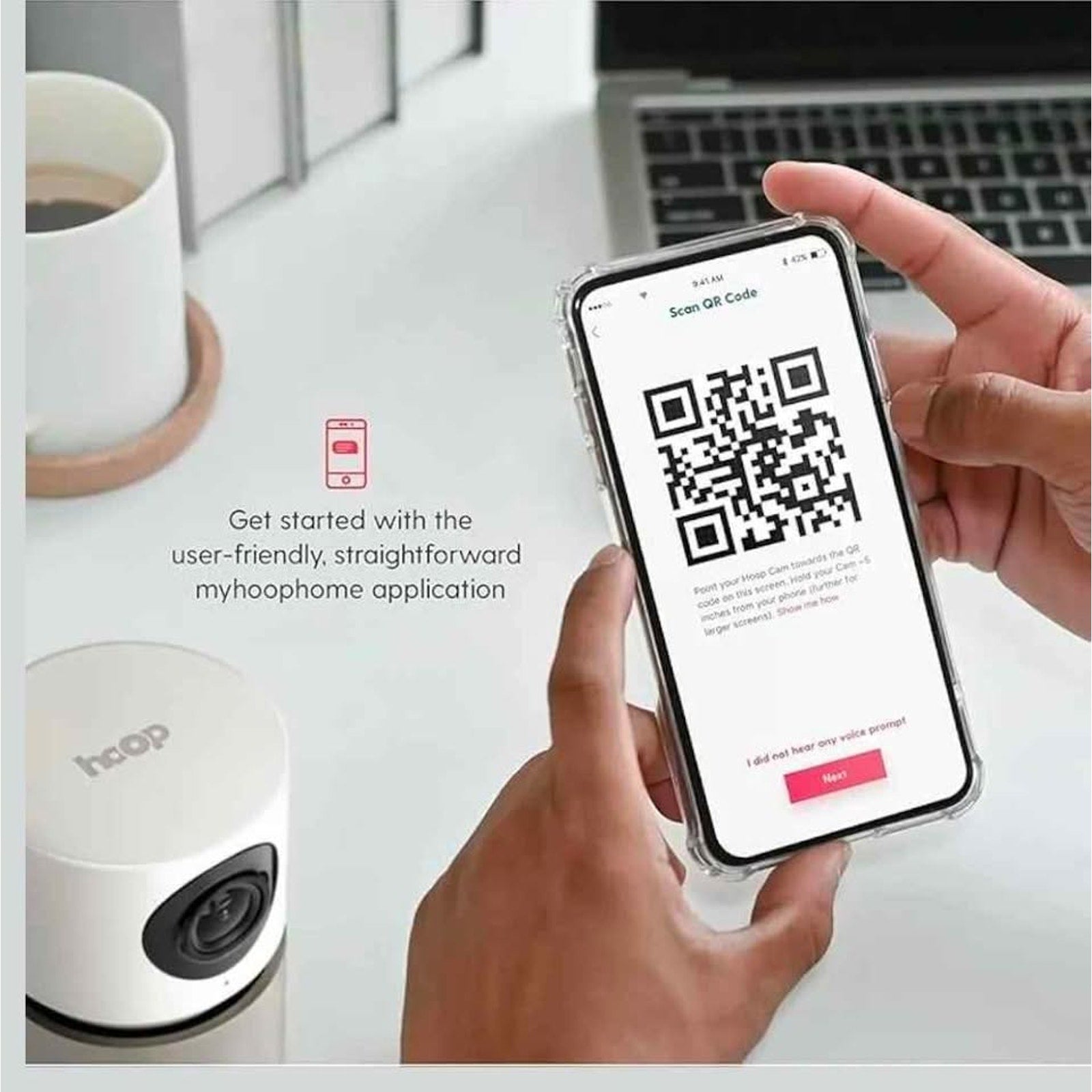 Hoop Wireless HD Indoor Security Camera with 10-Second Automatic Clip Storage, Smartphone App, Night