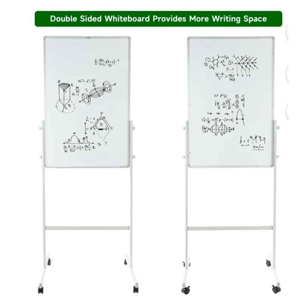 Double sided white board with wheels and accessories 36" x 24"