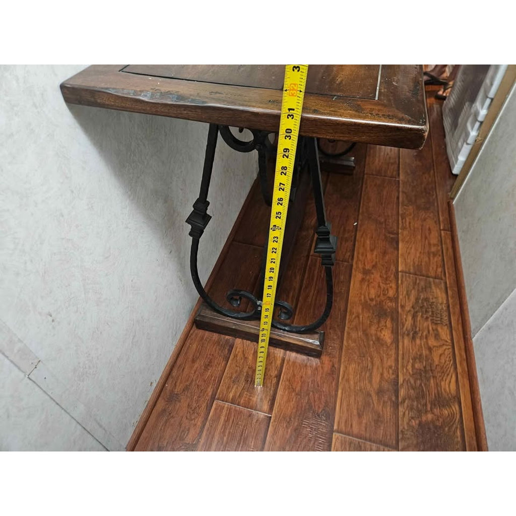 Mesa de madera y fierro para hogar 52x18x31