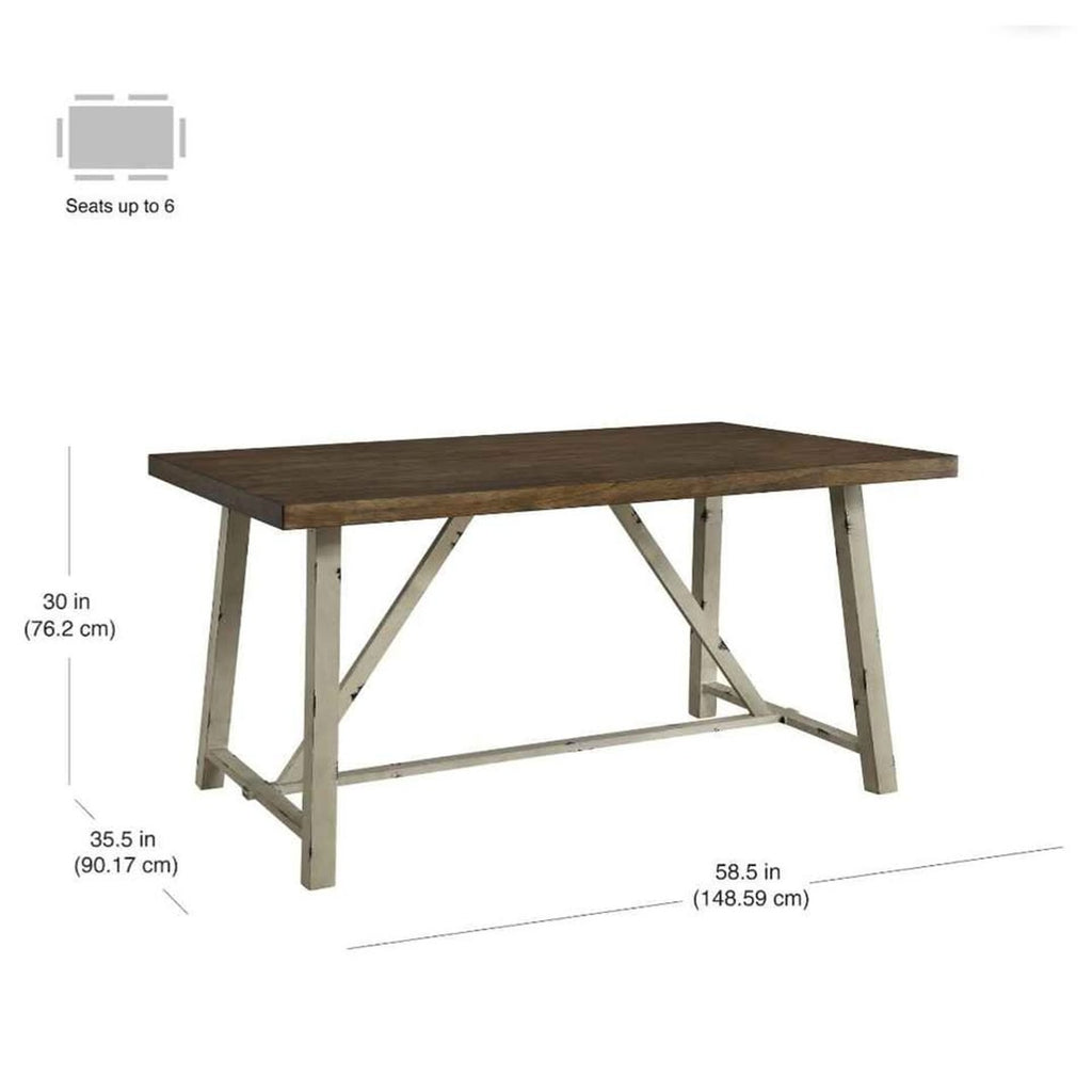 Better Homes and Gardens Collin Wood and Metal Dining Table 58.5" x 35.5" x 30" H