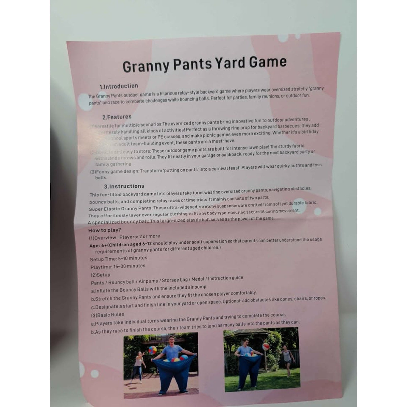 Granny Pants Yard Game for Kids and Adults- Giant OutdoorTossing Carnival Game