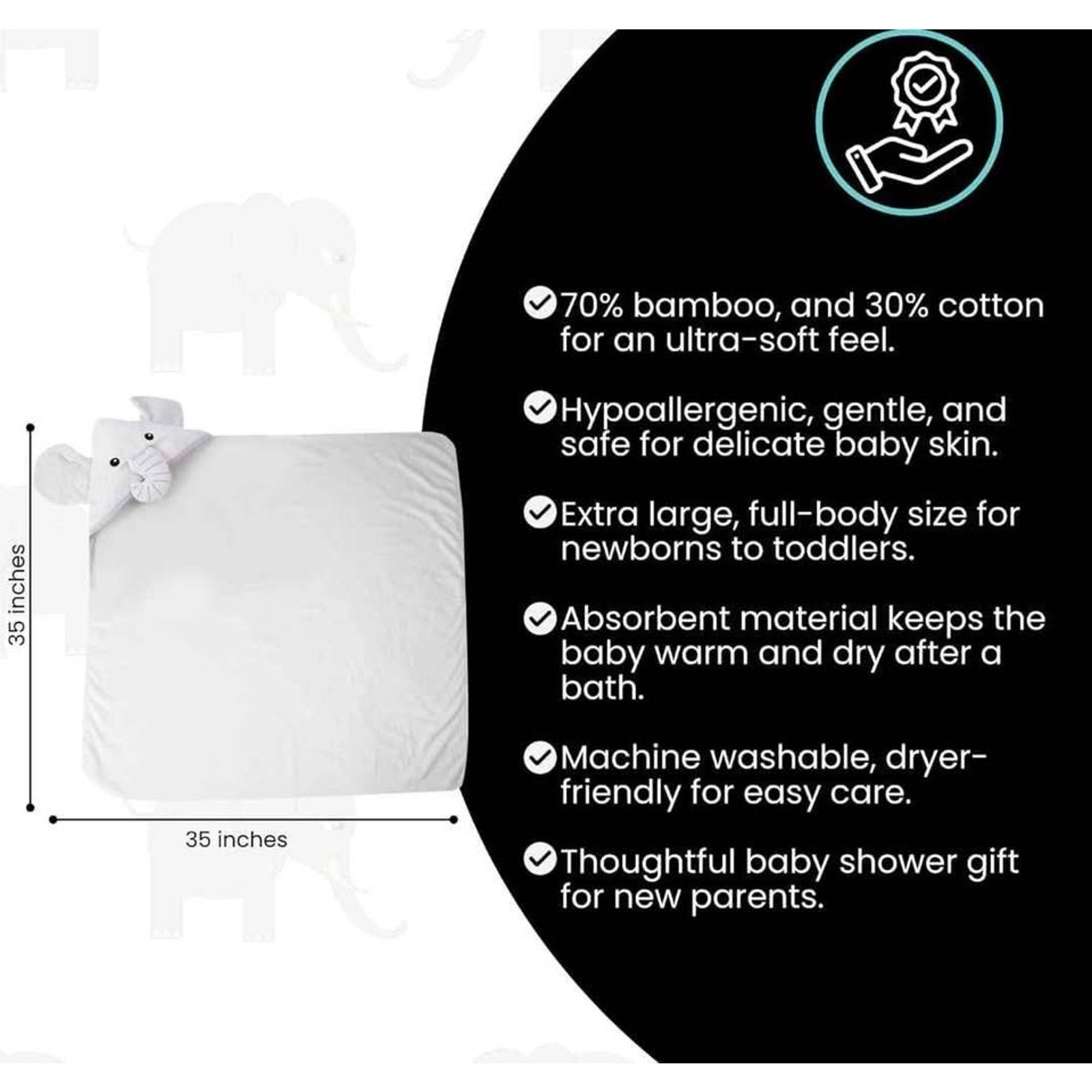 Cuddling Baby Premium Hooded Towel - 500GSM Viscose derived from Bamboo Cotto