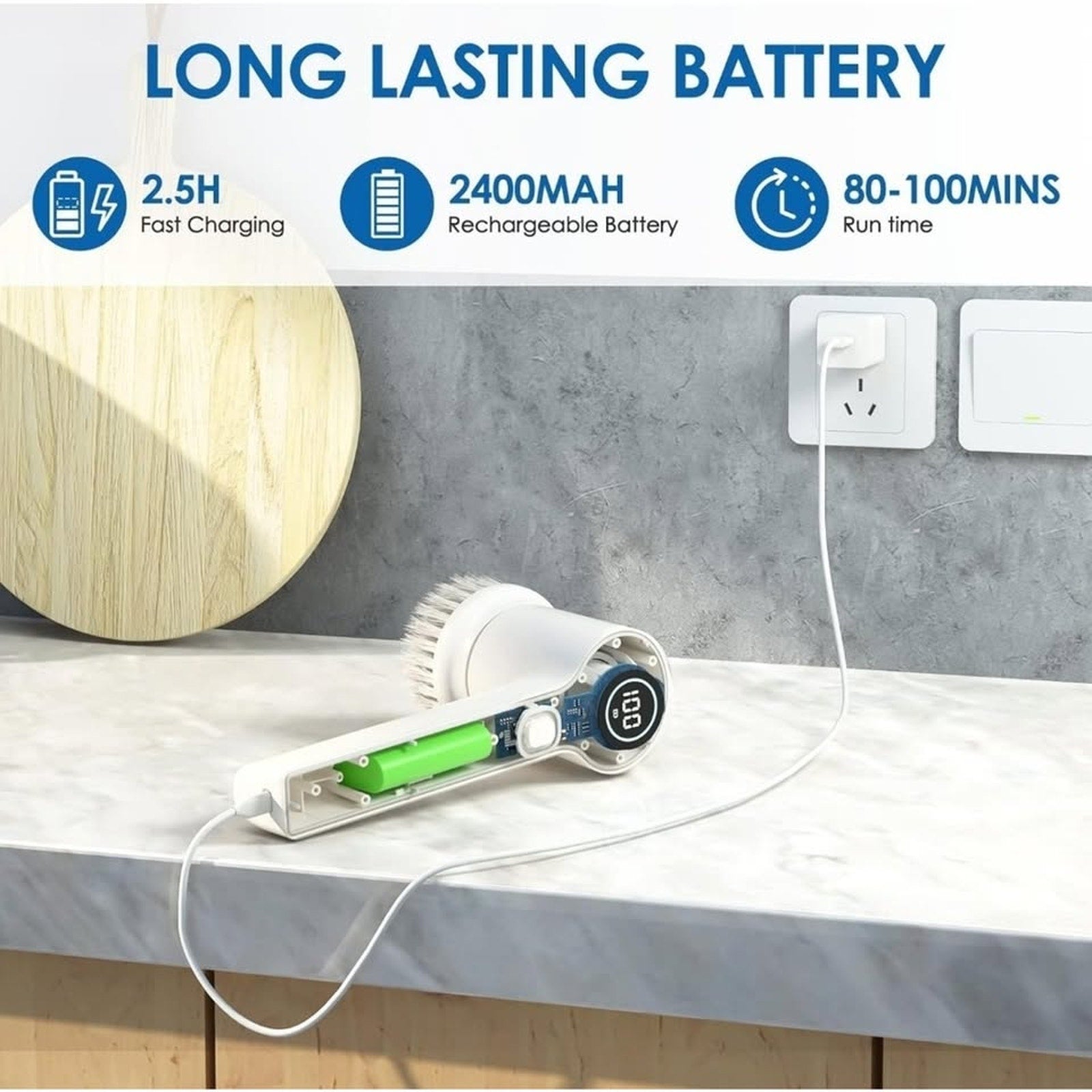 Electric Spin Scrubber Cordless Power Cleaning Brush with 6 Replaceable Heads