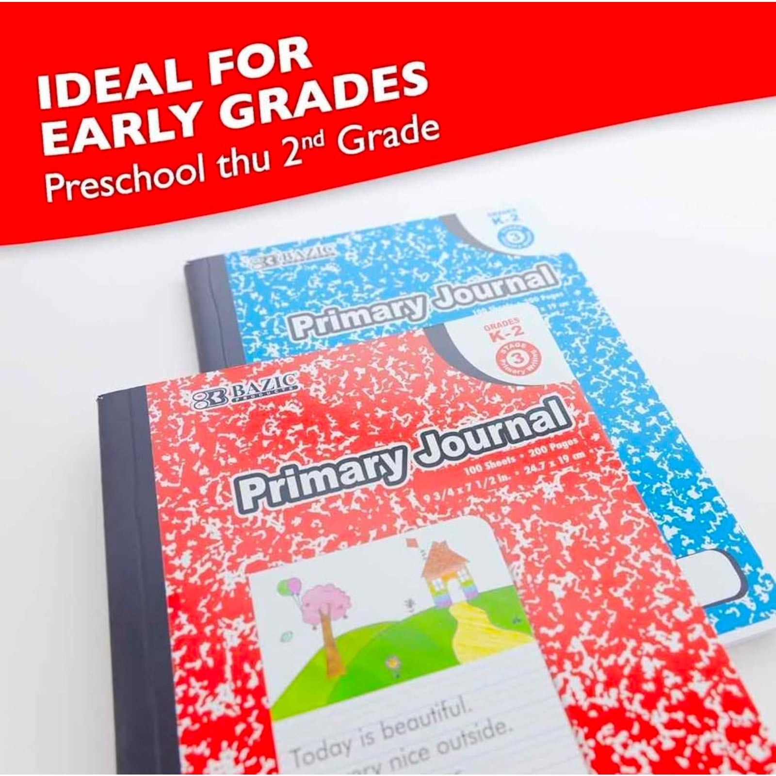 (48 pack) Primary Journal Composition Book Marble, 100 Sheet Drawing & Writing Grades K- 2