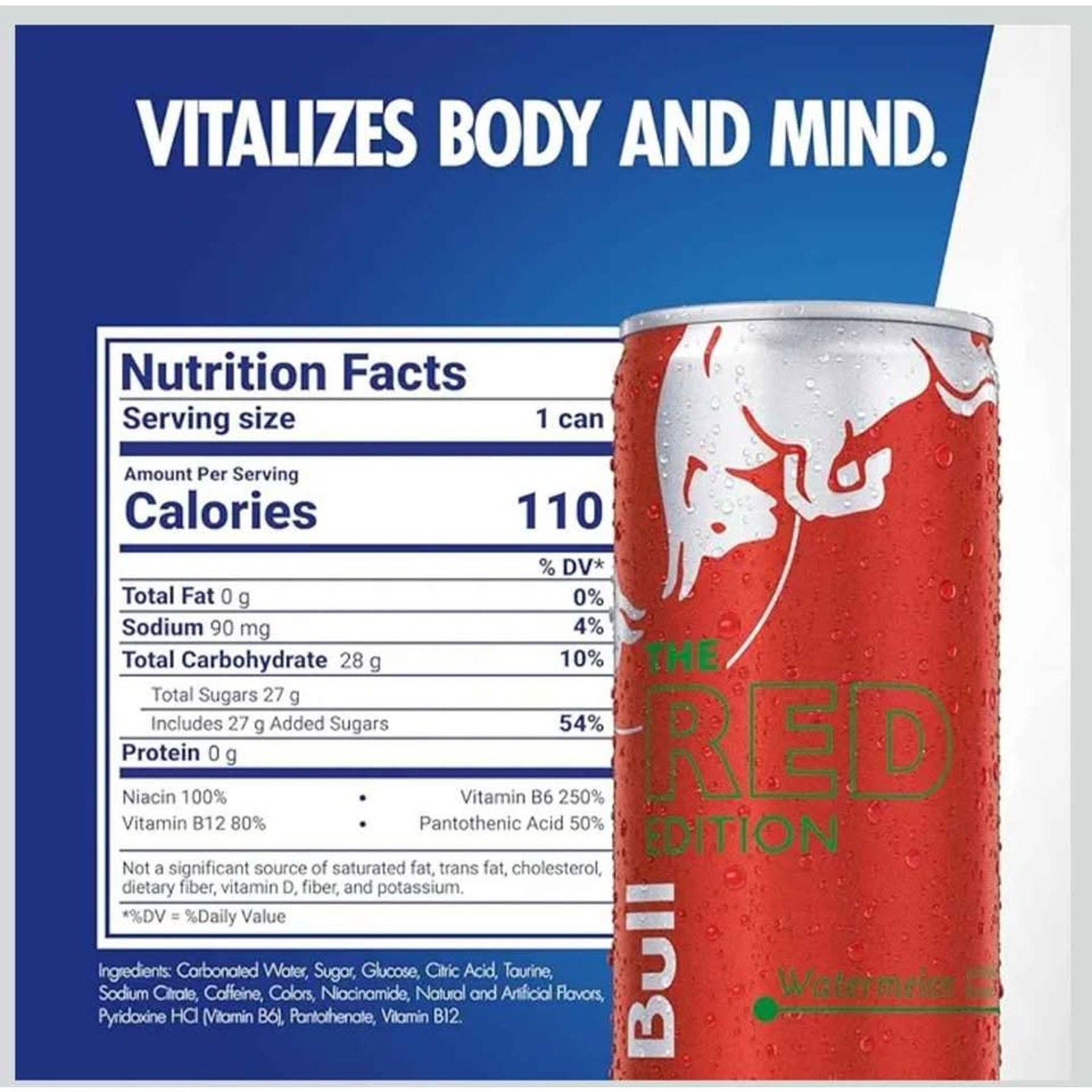 Red Bull Red Edition Energy Watermelon 12 fl oz 8 Cans 114mg Caffeine [EXP 5/27]