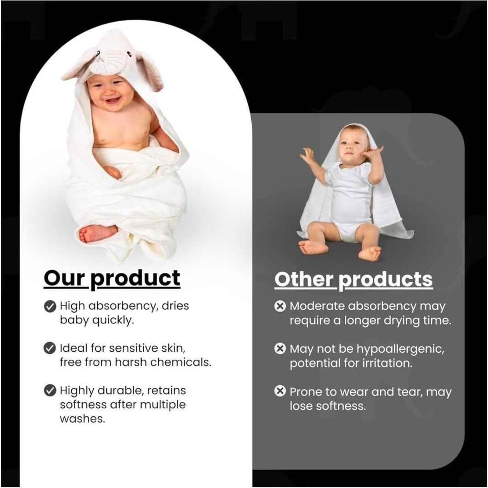 Cuddling Baby Premium Hooded Towel - 500GSM Viscose derived from Bamboo Cotto