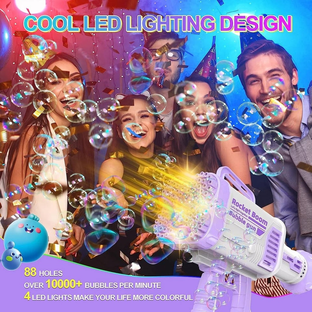 88 Holes Bubble Gun Bazooka, random color With Colorful Lights(Lilac Or Pink)