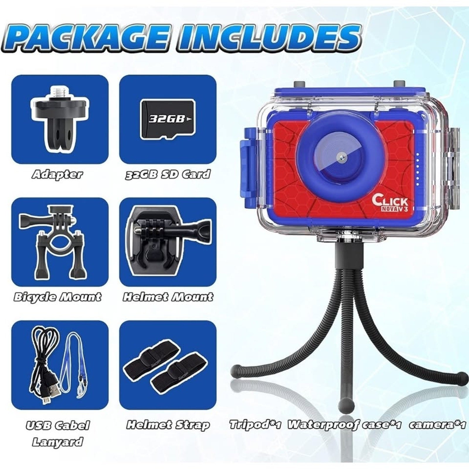 Ziegoal Kids Selfie Waterproof Camera Christmas Birthday Gifts for Boys Age 3-9