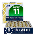 18x24x1 MERV 11 Air Filter (6-Pack) | Wonderfil Filters | Size: 17.38" x 23.38" x 0.75