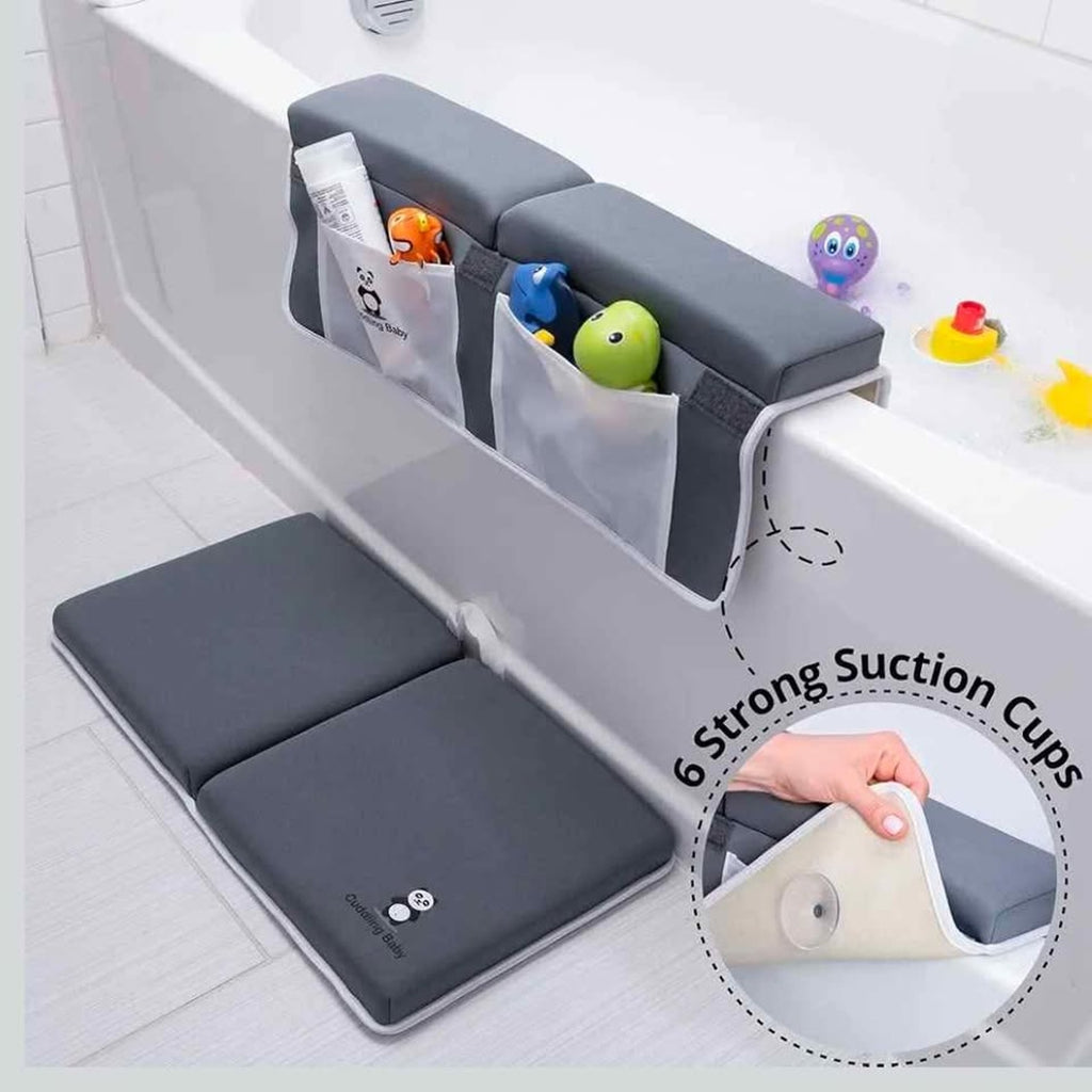 (Blue) Bath Kneeler and Elbow Rest Pad Set - 2PC Premium Baby Bath Mat Set