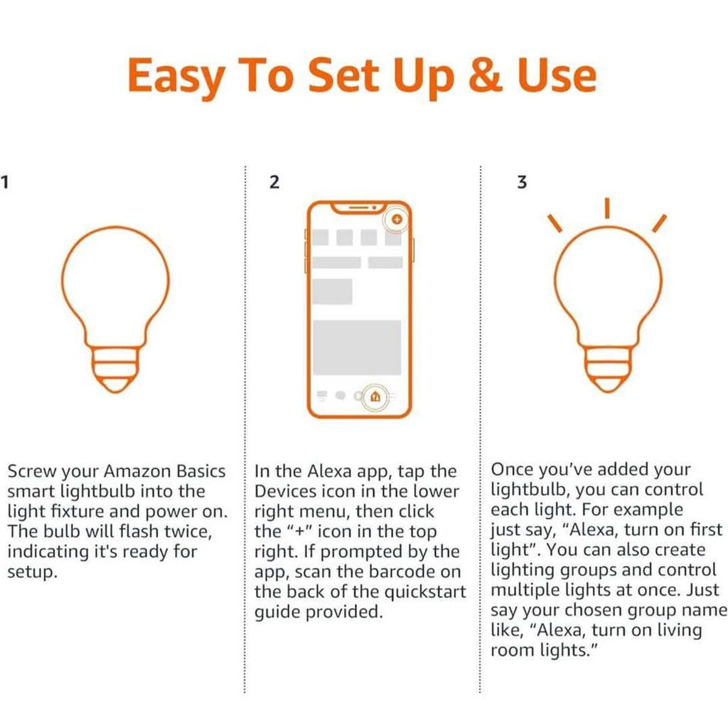 Amazon Basics Smart Light Bulbs WiFi LED RGB A19 60W E26 Dimmable 1 Amazon Blub