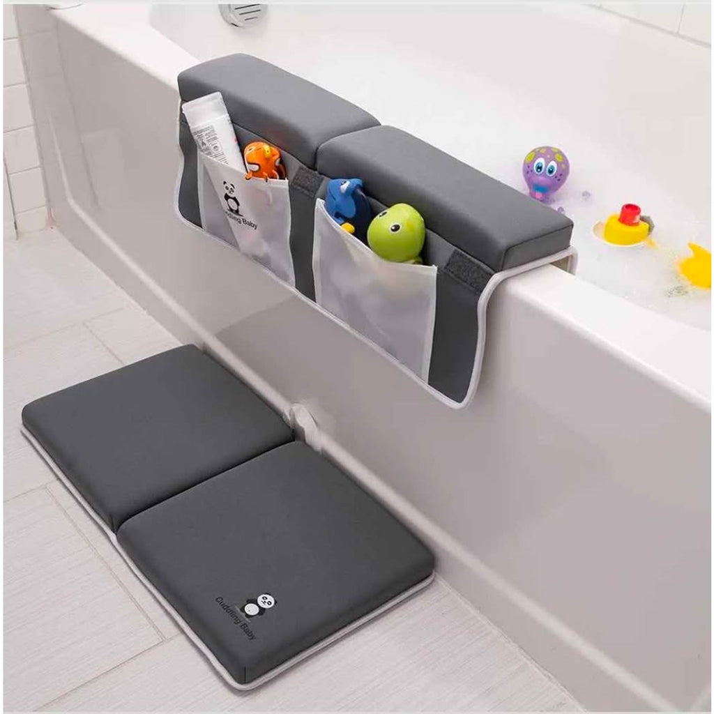 Bath Kneeler and Elbow Rest Pad Set - 2PC Premium Baby Bath Mat Set - Non-Slip Kneeling Pad with Sto