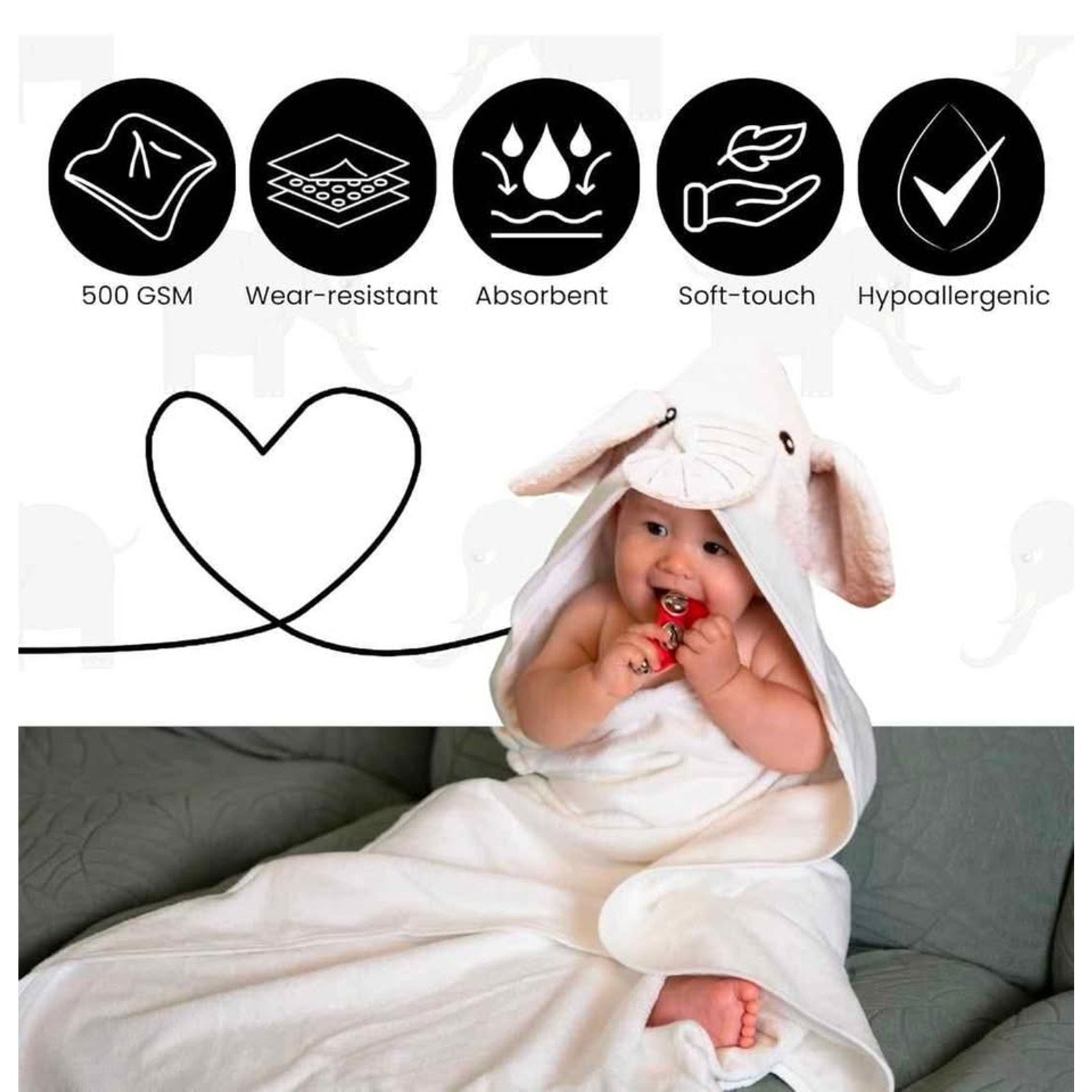 Cuddling Baby Premium Hooded Towel - 500GSM Viscose derived from Bamboo Cotto