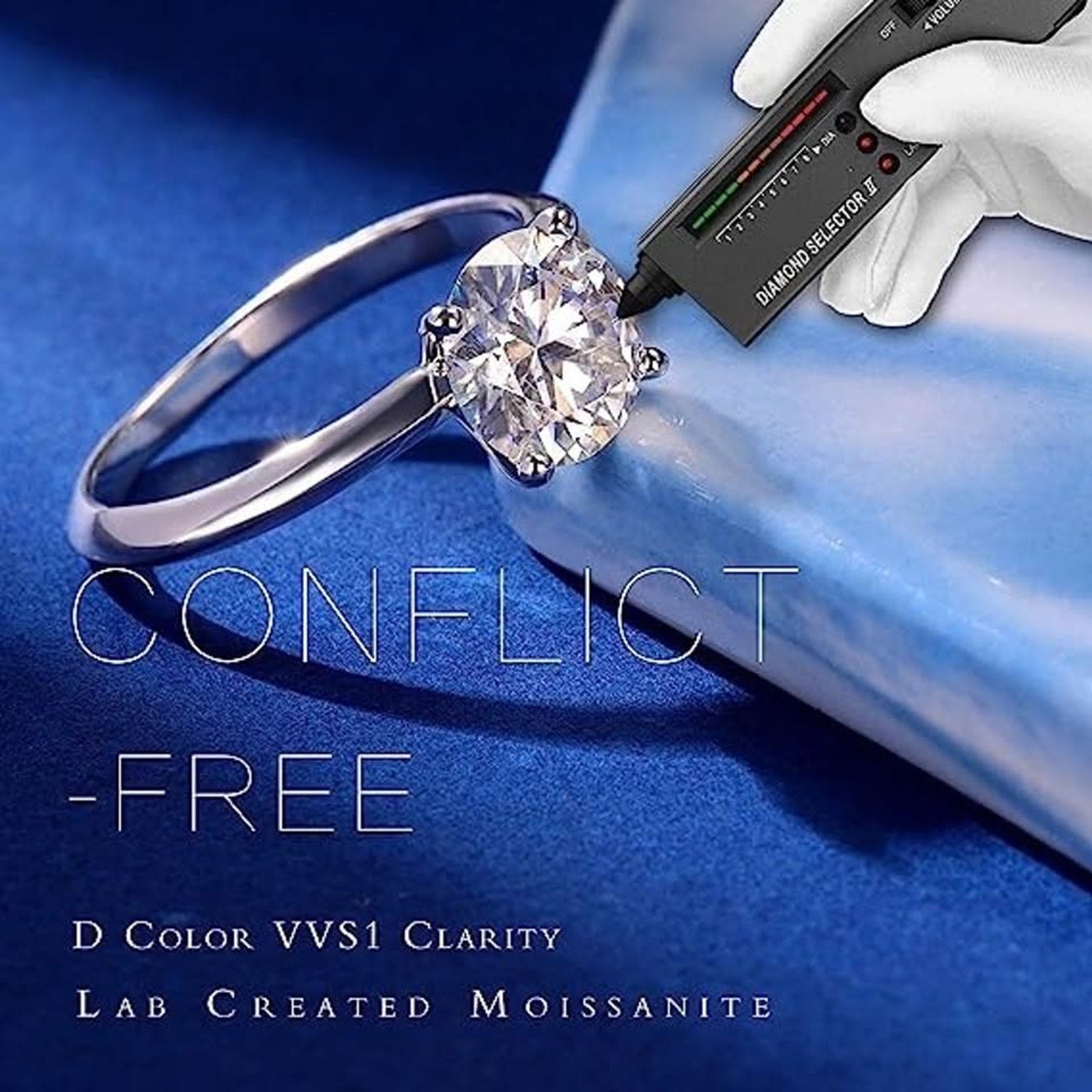 2CT Moissanite Engagement Rings For Women, Round D Color (Not Real Diamond)