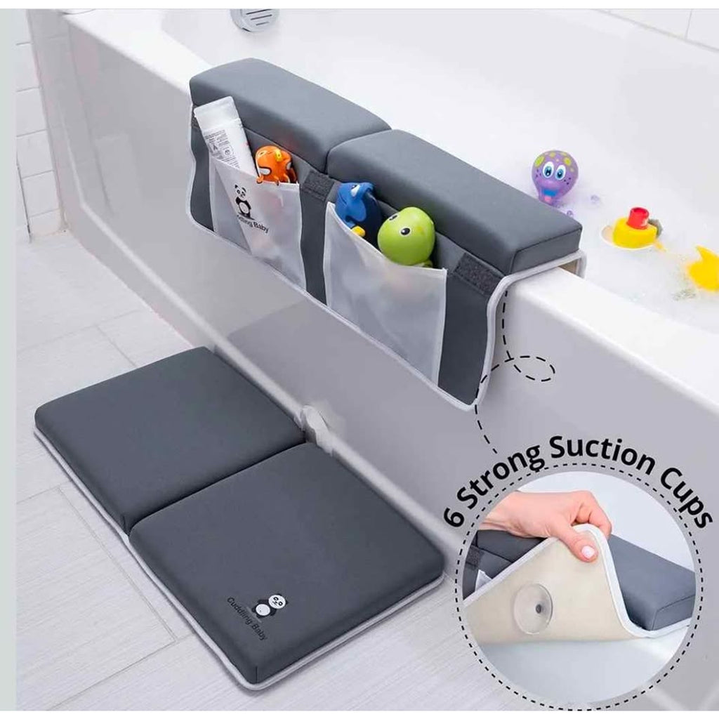 Bath Kneeler and Elbow Rest Pad Set - 2PC Premium Baby Bath Mat Set - Non-Slip Kneeling Pad with Sto