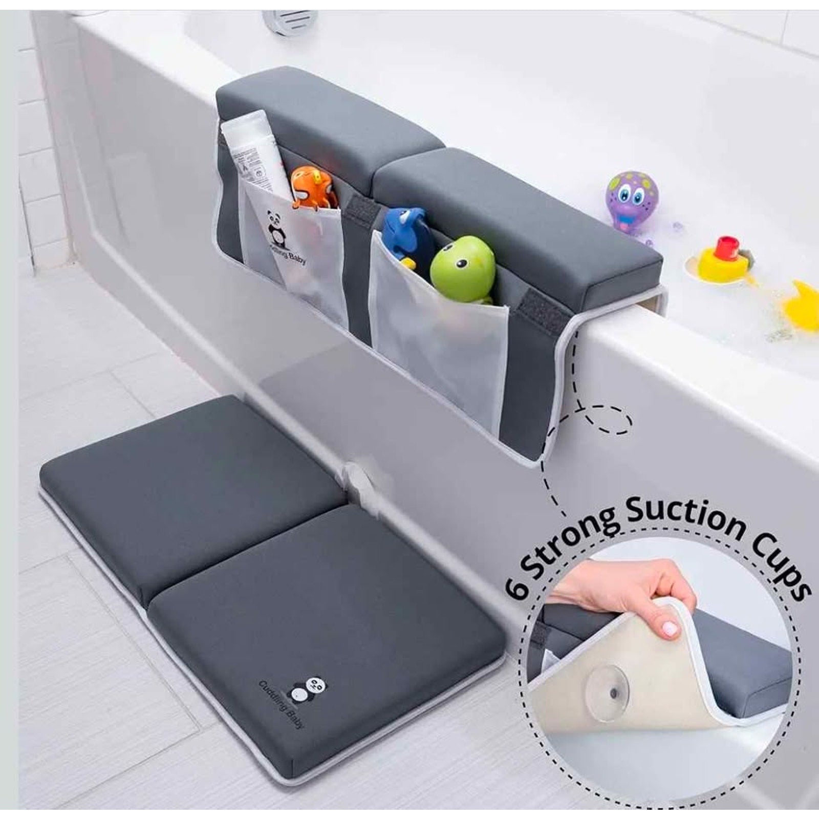 Bath Kneeler and Elbow Rest Pad Set - 2PC Premium Baby Bath Mat Set - Non-Slip Kneeling Pad with Sto