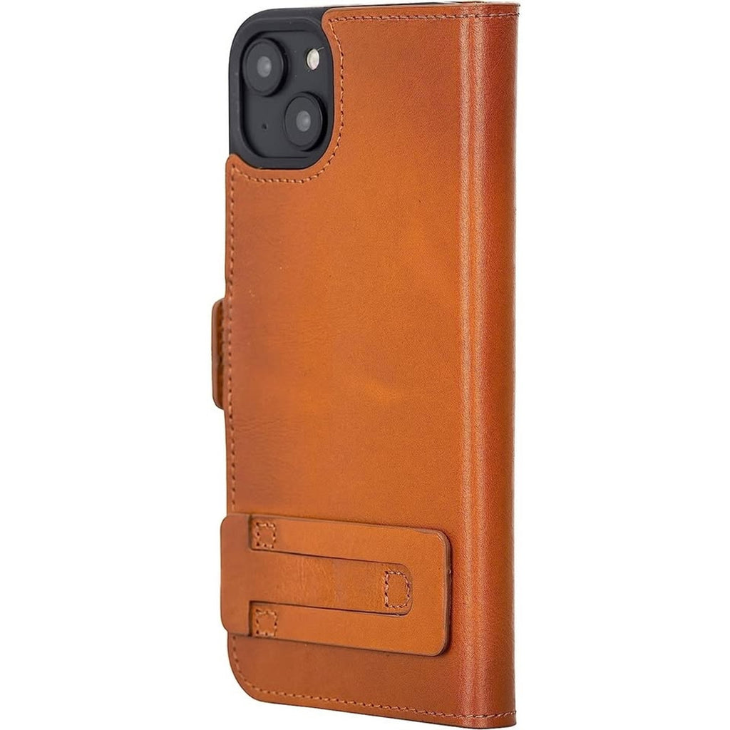 Bayelon iPhone 14 Pro Max Case, Detachable Trifold Genuine Leather Wallet Case