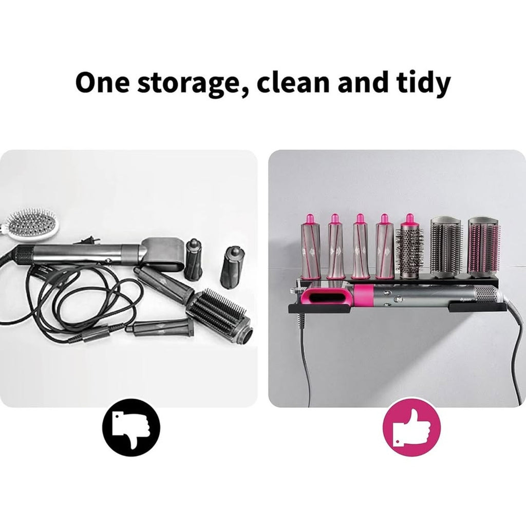 Mounted Rack Bracket Stand with Adhesive for Home Bathroom Organizer (Black)