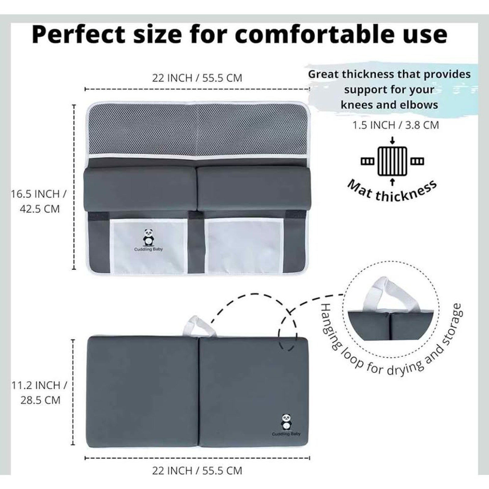 Bath Kneeler and Elbow Rest Pad Set - 2PC Premium Baby Bath Mat Set - Non-Slip Kneeling Pad with Sto