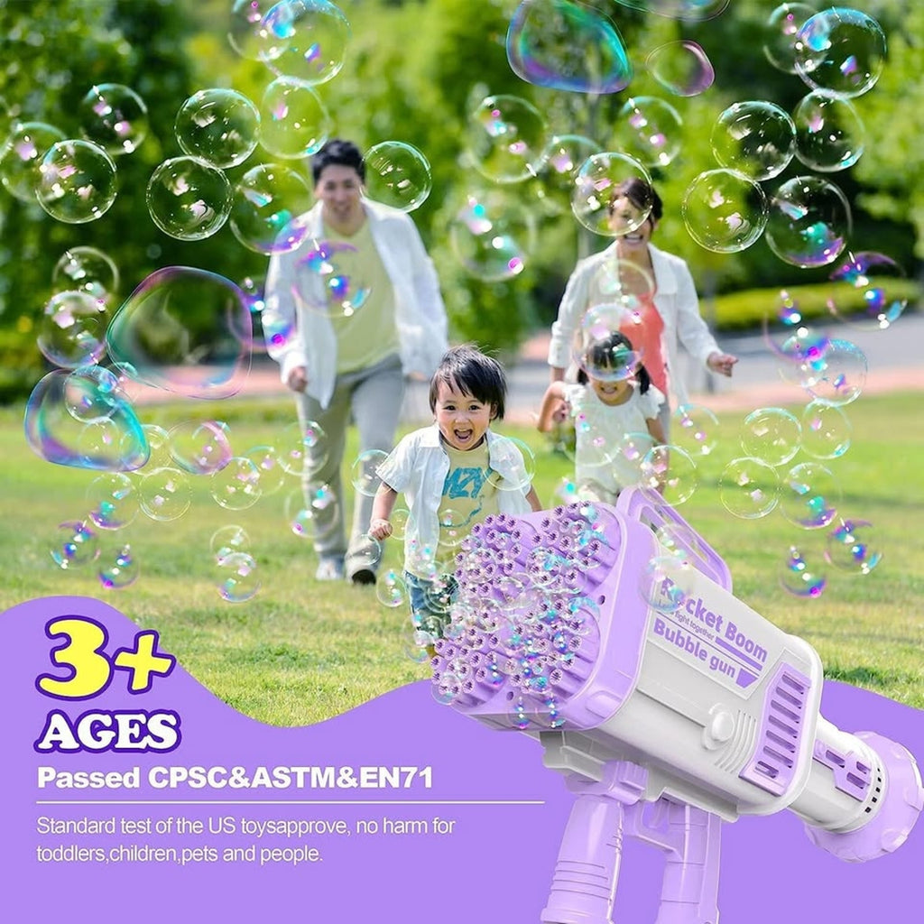 88 Holes Bubble Gun Bazooka, random color With Colorful Lights(Lilac Or Pink)
