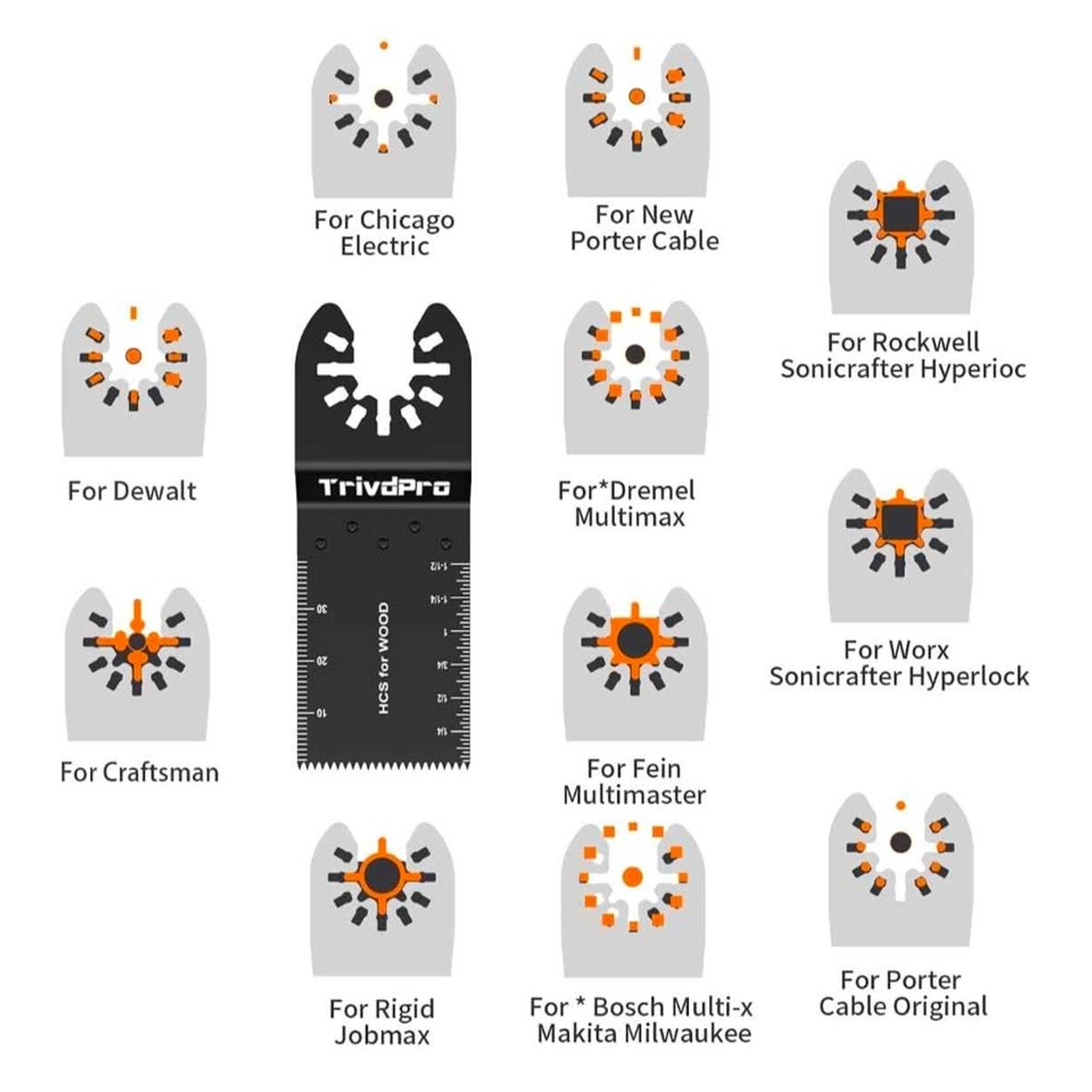 200Pcs Oscillating Tool Blades Professional Universal Oscillating Saw Blades Wood Multitool Blades C