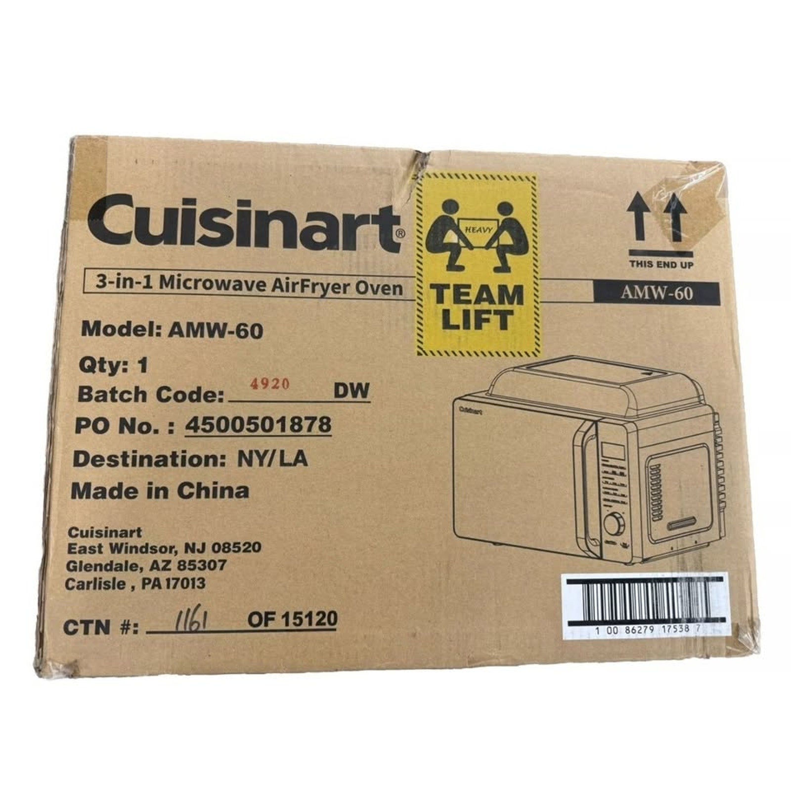 Cuisinart AMW-60 3-in-1 Oven Airfryer Microwave - Black BRAND NEW *SHIPS FAST*