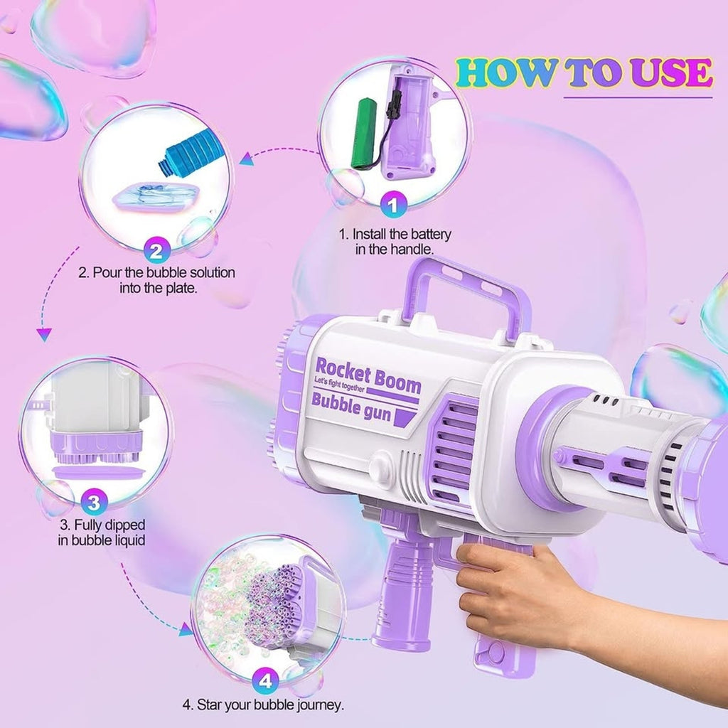 88 Holes Bubble Gun Bazooka, random color With Colorful Lights(Lilac Or Pink)